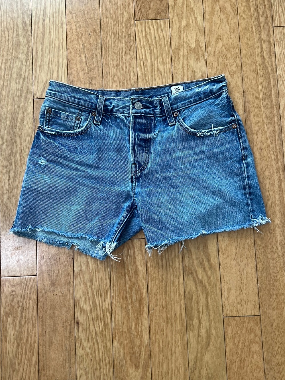 Levi's Distressed Blue Denim Cutoff Shorts